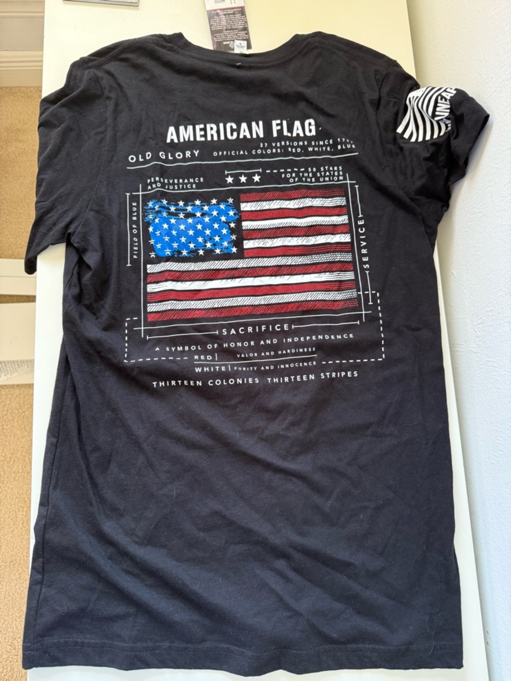 Nine line apparel American Flag Graphic Tee - Black with Red, White & Blue Flag